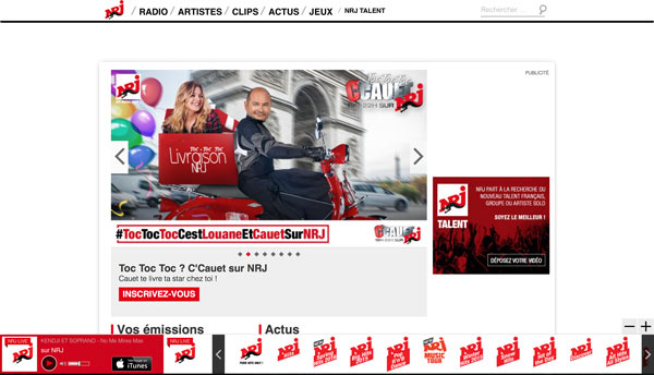 Веб-сайт NRJ, французская радиостанция