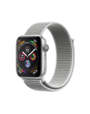 Apple Watch Series 4 (MU6C2RU/A), 44 мм, корпус из алюминия серебристого цвета, спортивный браслет цвета «белая ракушка»