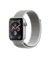 Apple Watch Series 4 (MU6C2RU/A), 44 мм, корпус из алюминия серебристого цвета, спортивный браслет цвета «белая ракушка»