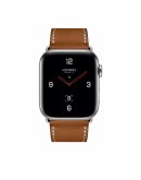 Apple Watch Series 4 GPS + Cellular, 44mm, корпус из стали, ремешок Hermès Single Tour из кожи Barénia цвета Ébène с раскладывающейся застёжкой