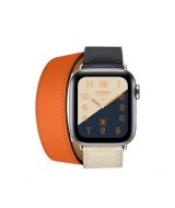 Apple Watch Series 4 GPS + Cellular, 40mm, корпус из стали, ремешок Hermès Double Tour из кожи Swift цвета Indigo/Craie/Orange