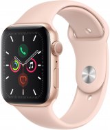 Apple Watch Series 5 (MWVE2RU/A), 44 мм, корпус из алюминия золотого цвета, спортивный браслет цвета «розовый песок»