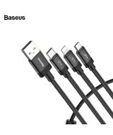 Baseus 3 в 1 USB кабель Type-C Micro USB Phone Charger Cord (Black)