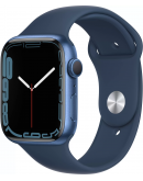 Apple Watch Series 7, 45 мм, корпус из алюминия синего цвета цвета, спортивный ремешок «синий омут» (MKN83)
