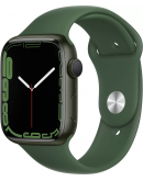 Apple Watch Series 7, 45 мм, корпус из алюминия зеленого цвета, спортивный ремешок «зелёный клевер» (MKN73)