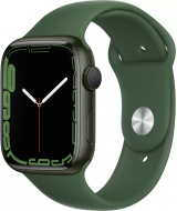 Apple Watch Series 7, 45 мм, корпус из алюминия зеленого цвета, спортивный ремешок «зелёный клевер» (MKN73)