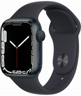 Apple Watch Series 7, 41 мм, корпус из алюминия цвета «тёмная ночь», спортивный ремешок «тёмная ночь» (MKMX3)