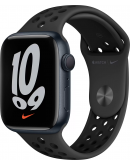 Apple Watch Nike Series 7, 45 мм, корпус из алюминия цвета «тёмная ночь», спортивный ремешок Nike цвета «антрацитовый/чёрный» (MKNC3)