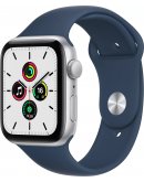 Apple Watch SE 2021, 44 мм, корпус из алюминия серебристого цвета спортивный ремешок цвета «синий омут» (MKQ43)