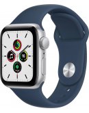 Apple Watch SE 2021, 40 мм, корпус из алюминия серебристого цвета спортивный ремешок цвета «синий омут» (MKNY3)