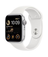 Apple Watch SE 2022, 44 мм, корпус из алюминия серебристого цвета, спортивный ремешок белого цвета