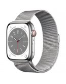 Apple Watch Series 8, 45 мм, стальной корпус серебристого цвета, серебристый ремешок "Милано"
