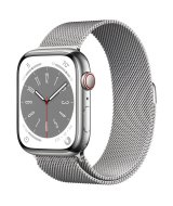 Apple Watch Series 8, 45 мм, стальной корпус серебристого цвета, серебристый ремешок "Милано"