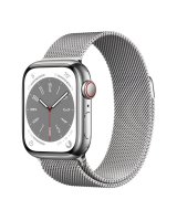 Apple Watch Series 8, 41 мм, стальной корпус серебристого цвета, серебристый ремешок "Милано"
