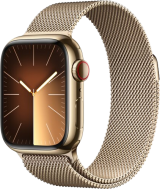 Apple Watch Series 9 LTE 45 мм (корпус из нержавеющей стали, золото/миланский золотистый)