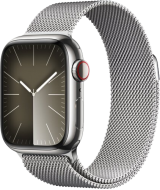 Apple Watch Series 9 LTE 45 мм (корпус из нержавеющей стали серебристый/миланский серебристый)