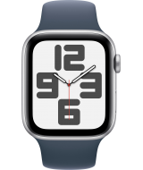 Apple Watch SE 2023, 44 мм, корпус из алюминия серебристого цвета, спортивный ремешок синего цвета (MREE3)