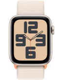Apple Watch SE 2023, 44 мм, корпус из алюминия цвета «сияющая звезда», спортивный текстильный ремешок цвета «сияющая звезда» (MRE63)