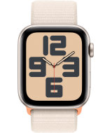 Apple Watch SE 2023, 44 мм, корпус из алюминия цвета «сияющая звезда», спортивный текстильный ремешок цвета «сияющая звезда» (MRE63)