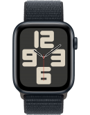 Apple Watch SE 2023, 44 мм, корпус из алюминия цвета «тёмная ночь», спортивный текстильный ремешок цвета «тёмная ночь» (MREA3)