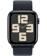 Apple Watch SE 2023, 44 мм, корпус из алюминия цвета «тёмная ночь», спортивный текстильный ремешок цвета «тёмная ночь» (MREA3)