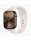 Apple Watch Series 10 GPS + Cellular 46 мм корпус из золотого титана со спортивным ремешком Starlight — M/L