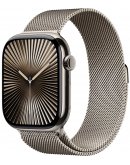 Apple Watch Series 10 GPS + Cellular 46 мм, корпус из титана натурального цвета, миланский браслет натурального цвета, размер M/L (MWYC3)
