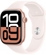 Apple Watch Series 10, 46 мм, корпус из алюминия цвета «розовое золото», спортивный ремешок цвета «румянец» S/M