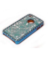 Чехол-накладка под мрамор со стразами for iPhone 4/4s